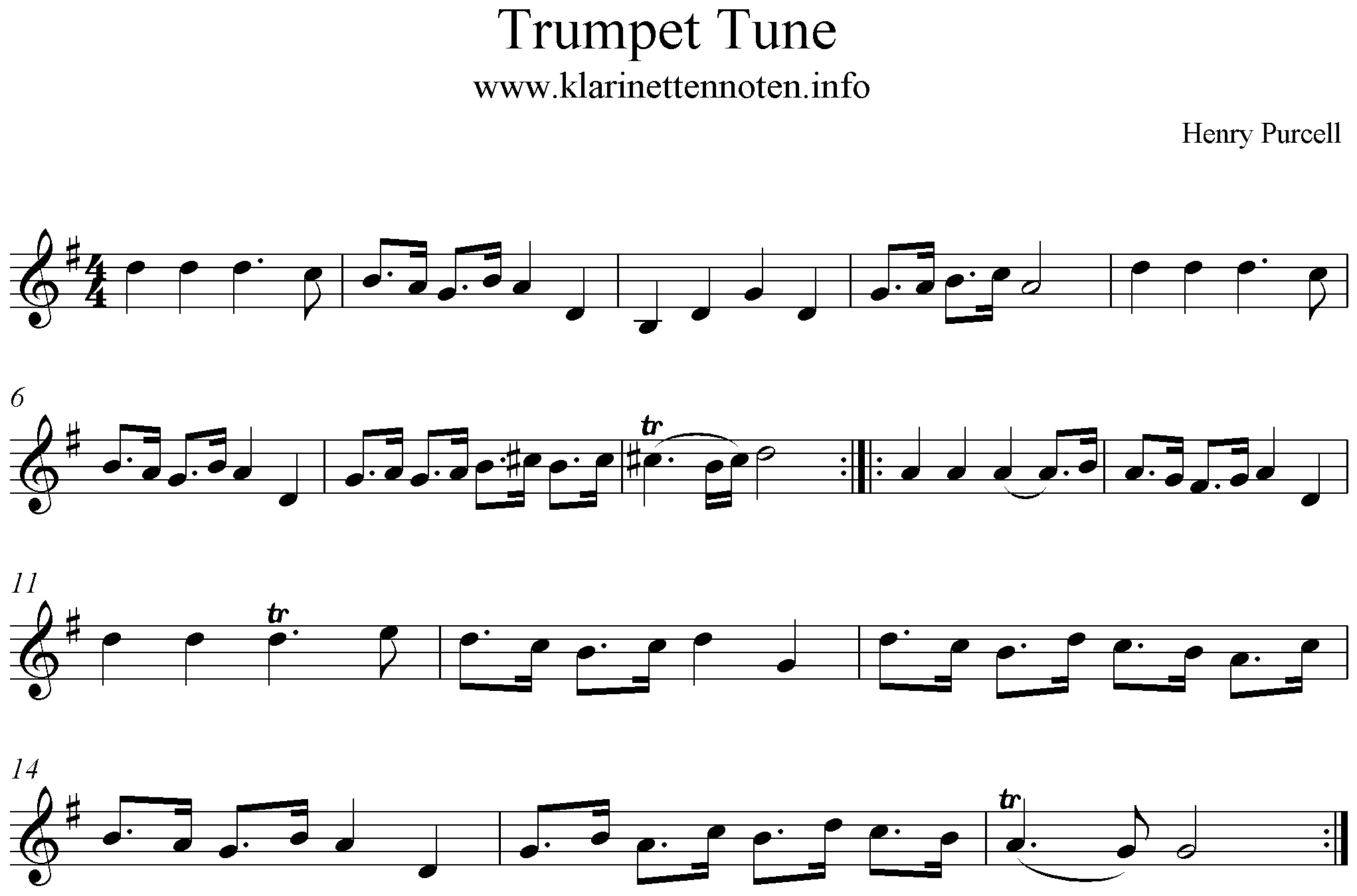 Trumpet Tune - Freesheet music Clarinet
